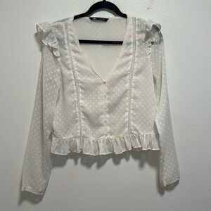 Zara White Lace Blouse